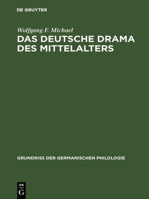 cover image of Das deutsche Drama des Mittelalters